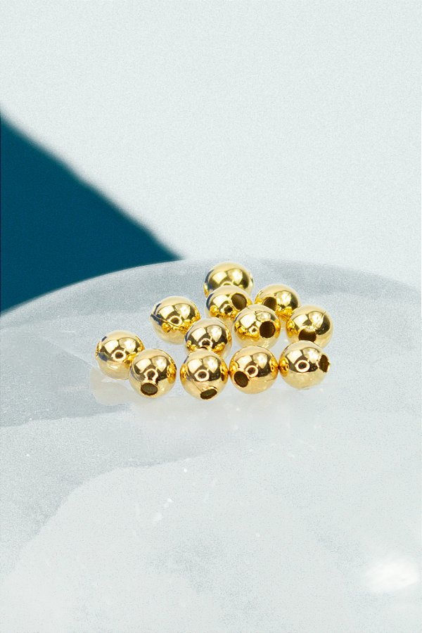Entremeio Bolinha 8mm Ouro - 30pçs