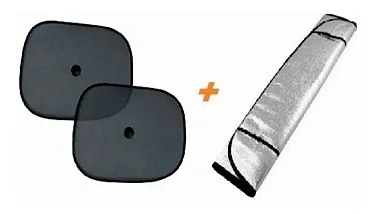 kit Protetor Solar Para-brisa 127x60 + 2 Protetor Lateral  Desvia Sol Painel Carro