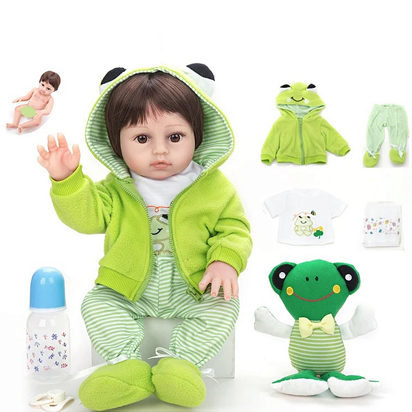 Boneco Bebê Reborn Corpo De Silicone Inteiro Pode Tomar Banho Menina Olhos Castanhos Sapinho Em Estoque Enviado Do Brasil