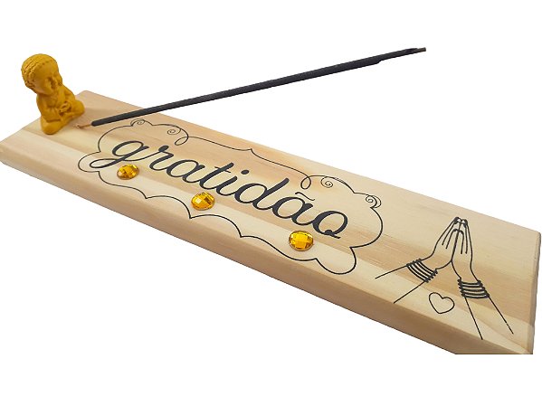 Incensário em Madeira Gratidão - Diversos
