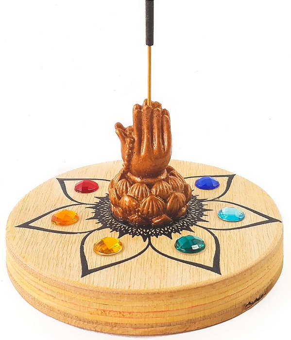 Incensário em Madeira Redondo 7 Chakras - Diversos