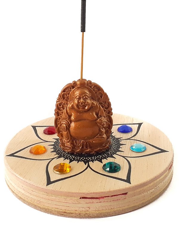 Incensário em Madeira Redondo 7 Chakras - Diversos