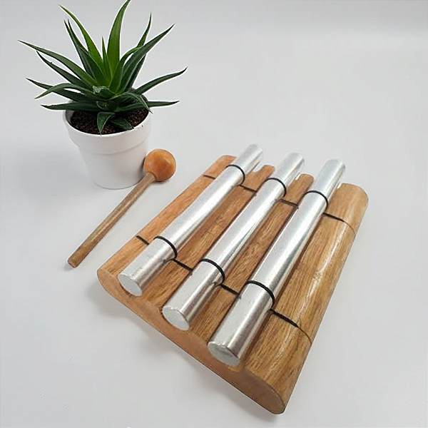 Sino Pin de Mesa com 3 Tubos em Madeira