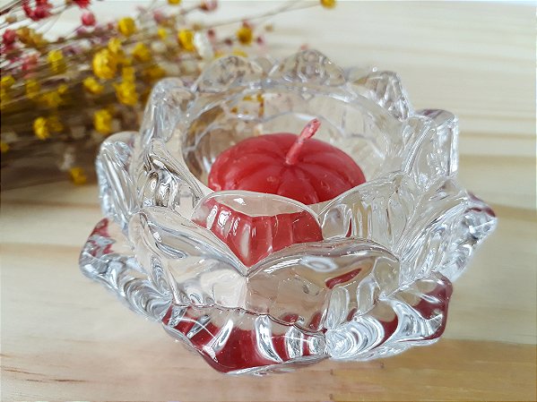Castiçal em Vidro Flor de Lótus