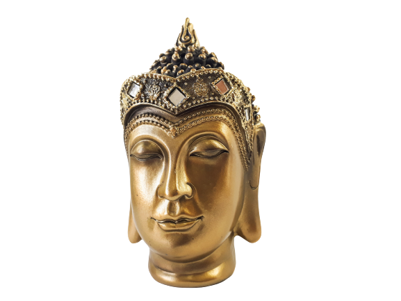 Estatueta Cabeça de Buda Tibetano Dourada