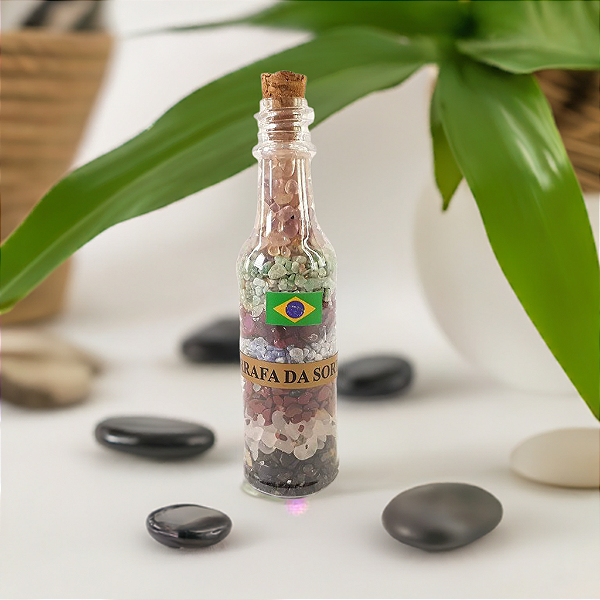 Garrafa da Sorte com 7 Pedras Brasileiras