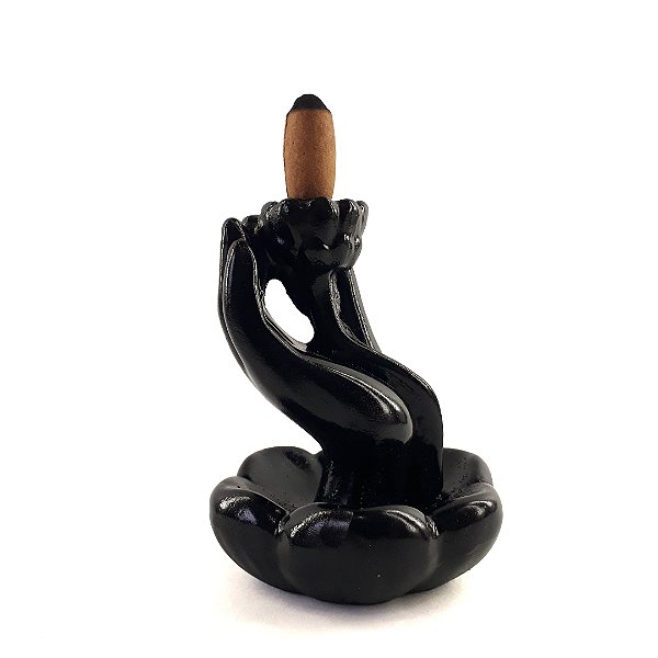 Incensário Cascata Backflow - Mão com Flor de Lótus