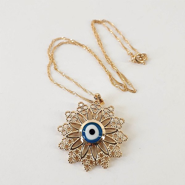Colar Mandala com Pontas & Olho Grego