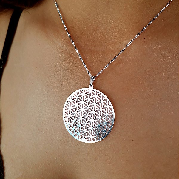Colar Flor da Vida - Prateado
