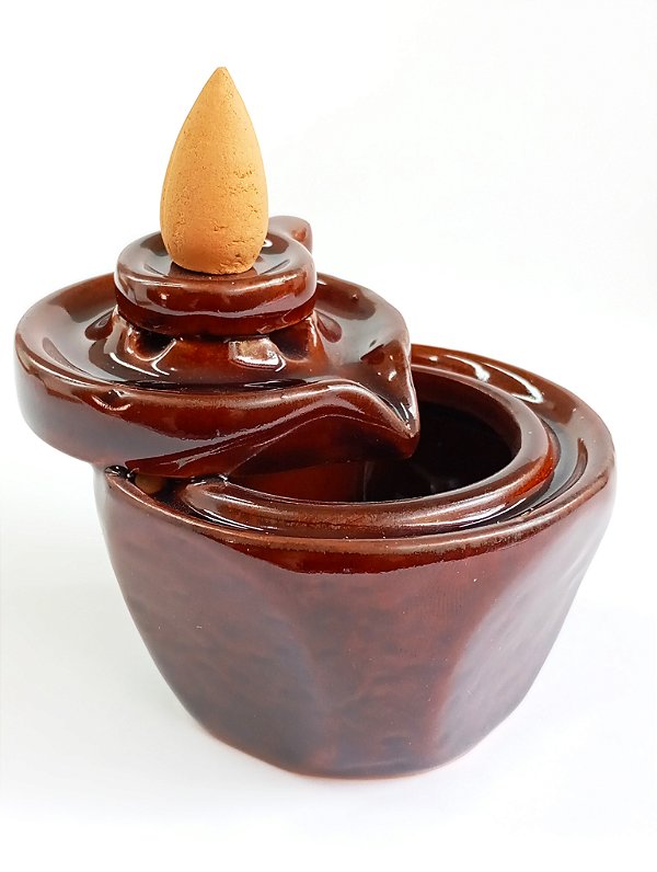 Incensário Cascata Redondo - Marrom