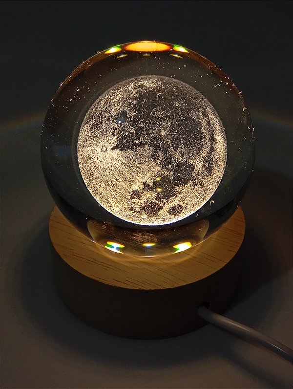 Luminária Led 3D Esfera Lua