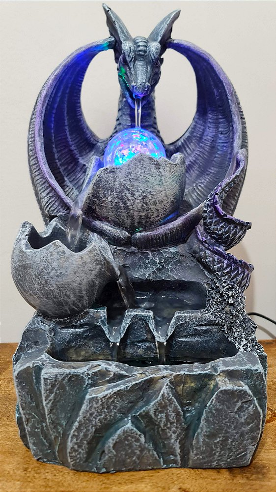 Fonte de Água Cascata Dragão Led