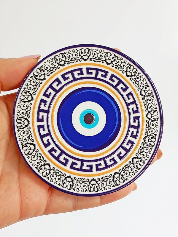 Porta Copos Olho Grego em Porcelana