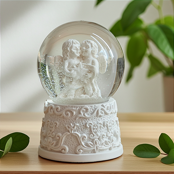 Globo de Neve Anjos com Luz Colorida