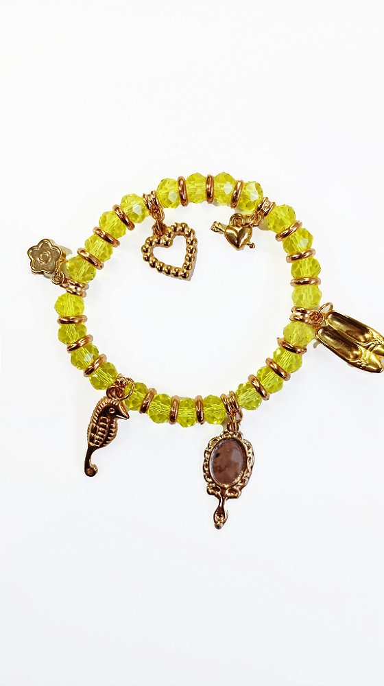 Pulseira de Cristal Oxum com Pingentes