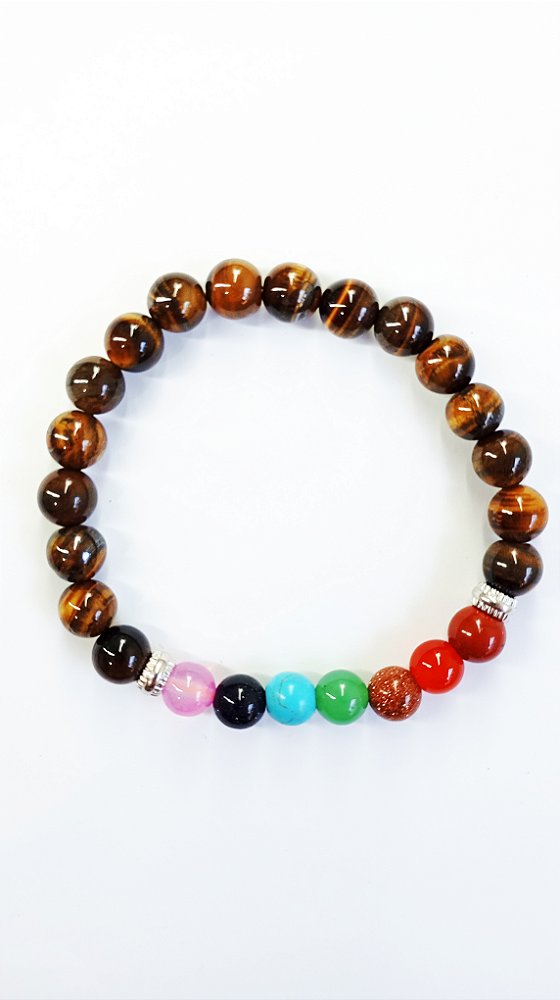 Pulseira 7 Chakras - Olho de Tigre