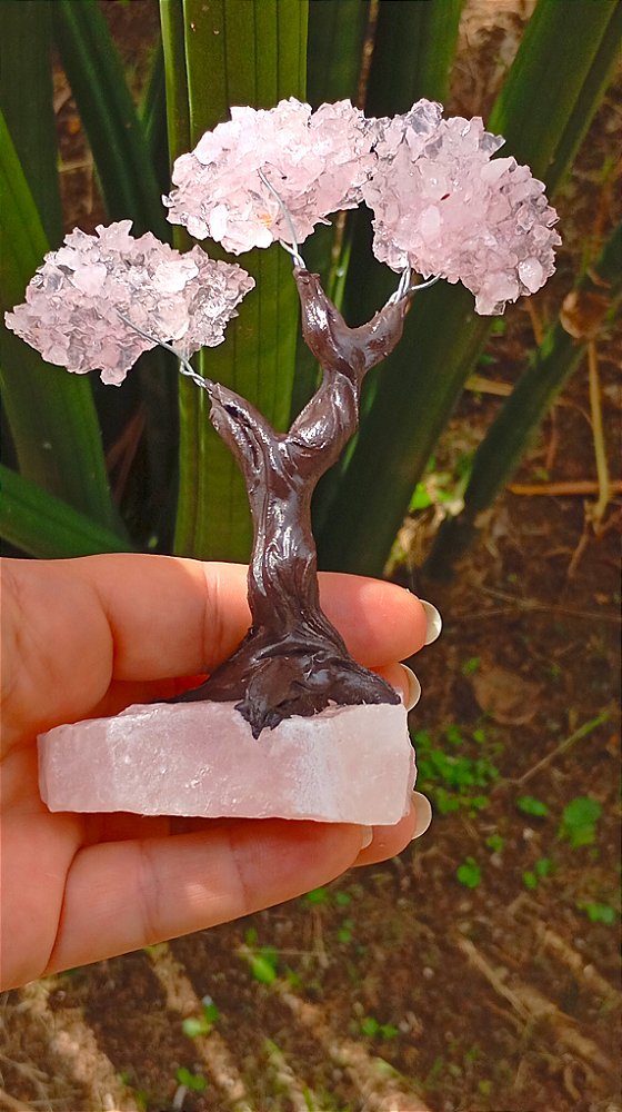 Árvore da Vida em Pedra Quartzo Rosa