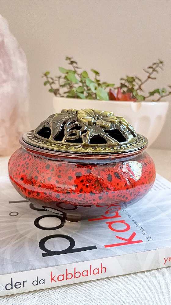 Turíbulo Incensário de Porcelana Vermelho