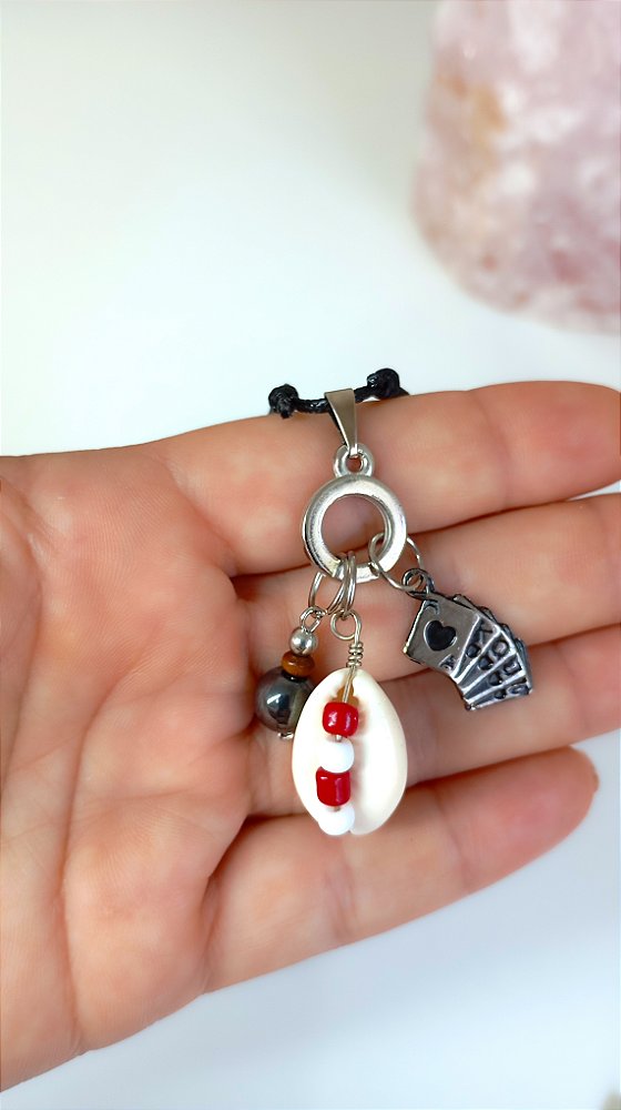 Colar Zé Pelintra com Búzio e Pingente de Baralho