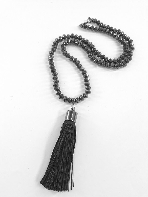 Colar Japamala de Cristal Preto - 108 Contas