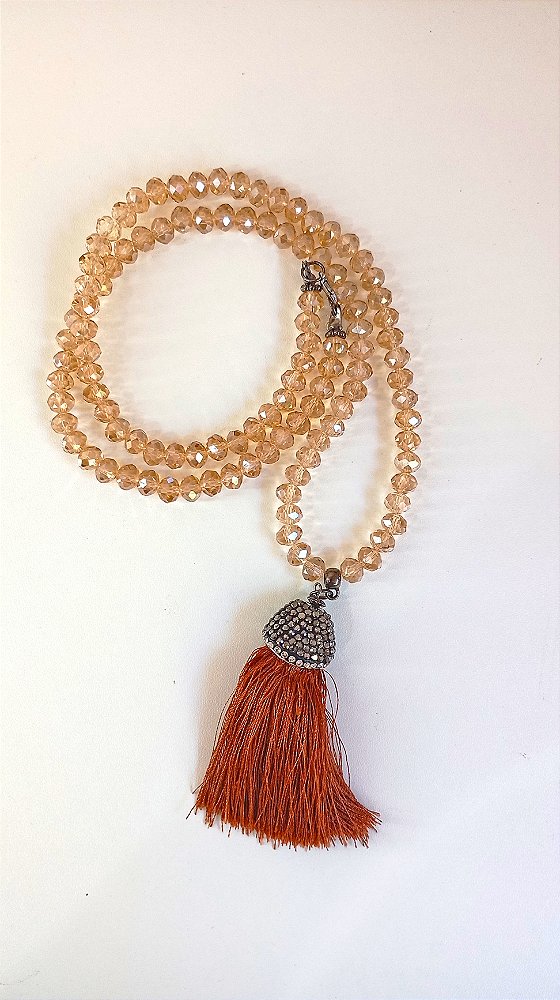 Colar Japamala de Cristal Marrom - 108 Contas