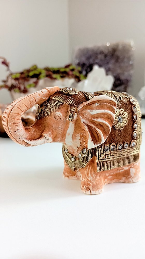 Elefante com Cristais - Marrom