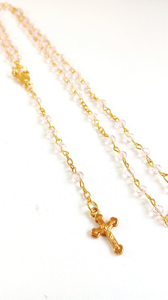 Terço Mini Nossa Sra. Aparecida Rosa Claro