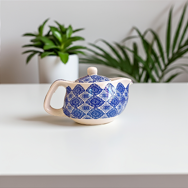 Chaleira Oriental Pequena em Porcelana - Azulejo