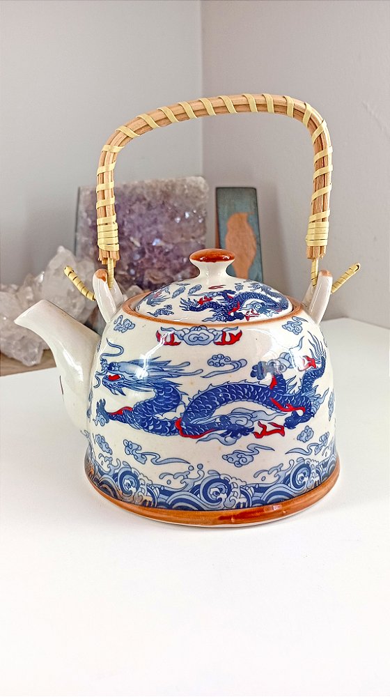 Chaleira Bule em Porcelana Dragão