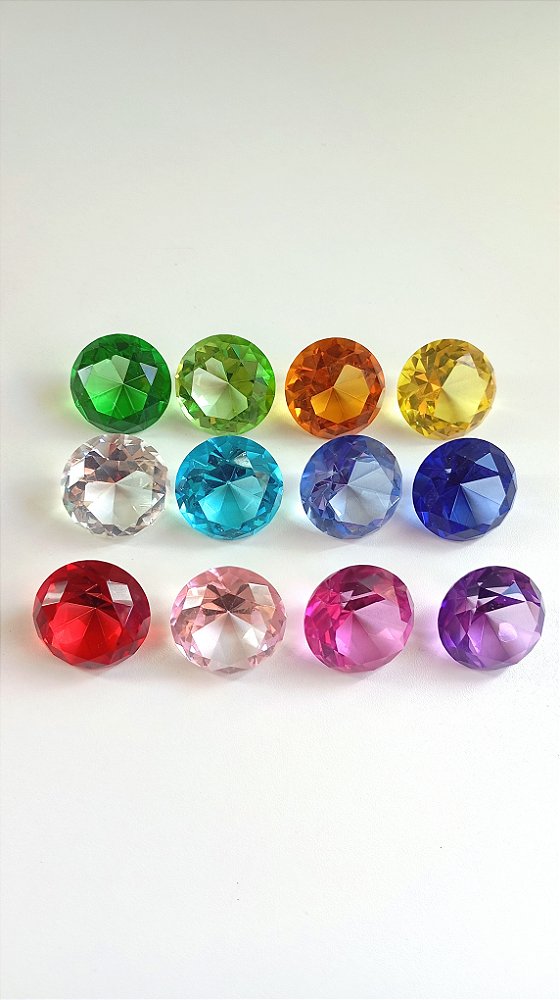 Kit com 12 Diamantes Lapidados Coloridos