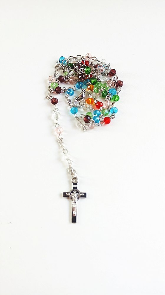 Terço Mini Colorido com Medalha São Bento