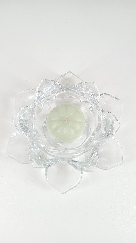 Castiçal em Vidro Flor de Lótus