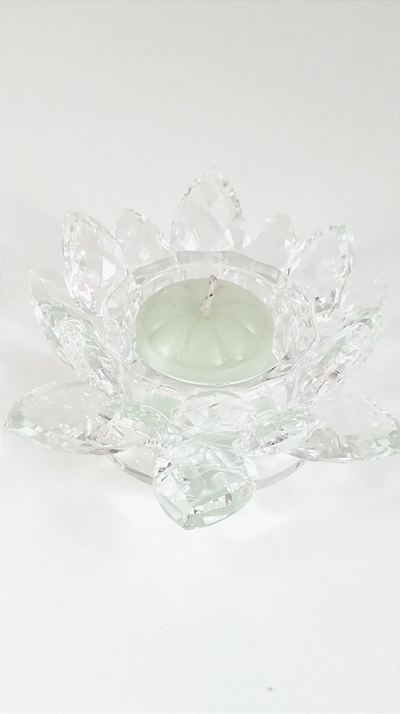 Castiçal Cristal Flor de Lótus