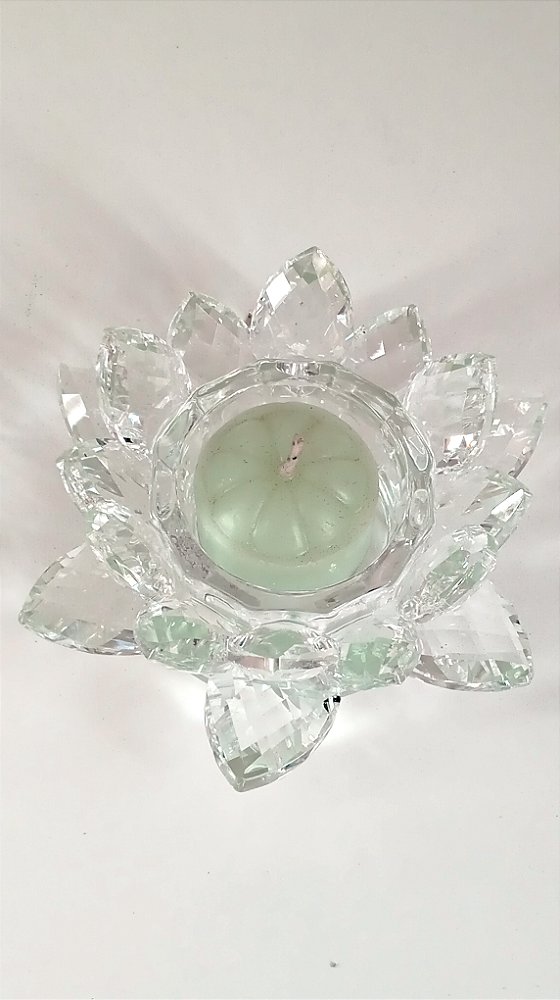 Castiçal Cristal Flor de Lótus