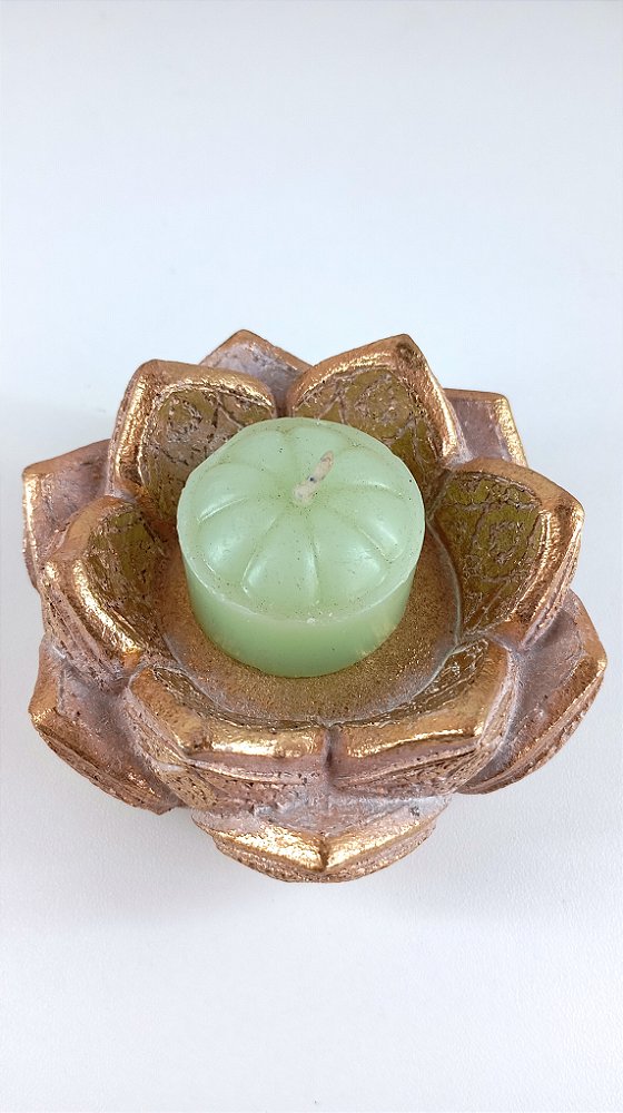 Castiçal Flor de Lótus Dourado