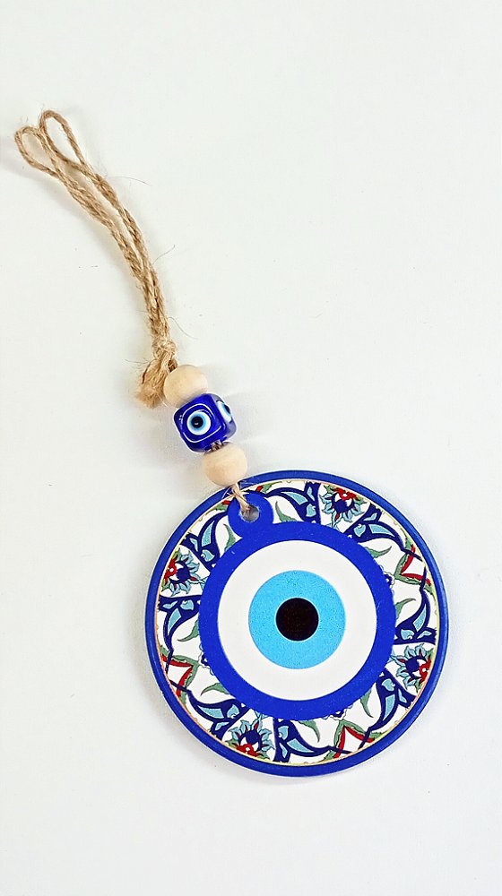 Pingente Olho Grego Floral em Cerâmica