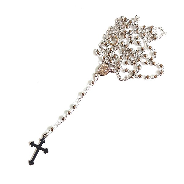 Terço com 59 contas Prateado