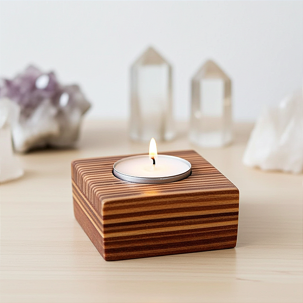 Castiçal Madeira Marchetaria