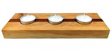 Castiçal Madeira Marchetaria com 3 velas