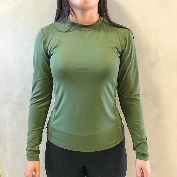Blusa Feminina Proteção Solar Verde Militar 6017 - Acqua Bronze Moda Praia,  Fitness e Casual