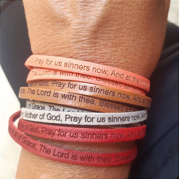 Pulseira Feminina Ave Maria Inglês- 2 voltas