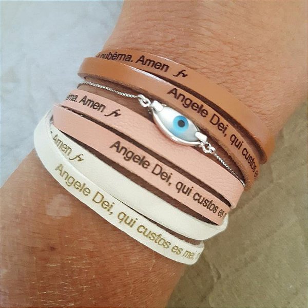 Pulseira Feminina Santo Anjo Latim- 2 voltas