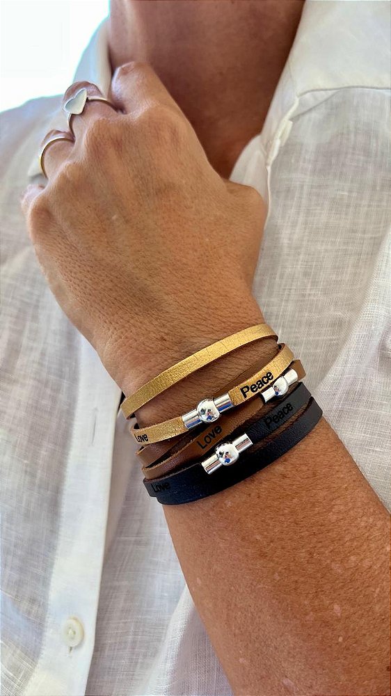Pulseira Feminina Love & Peace-2 voltas