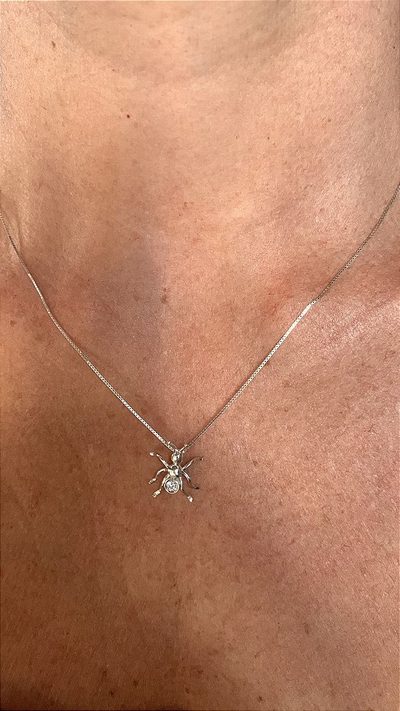 Colar Formiguinha com Zircônia em  Prata