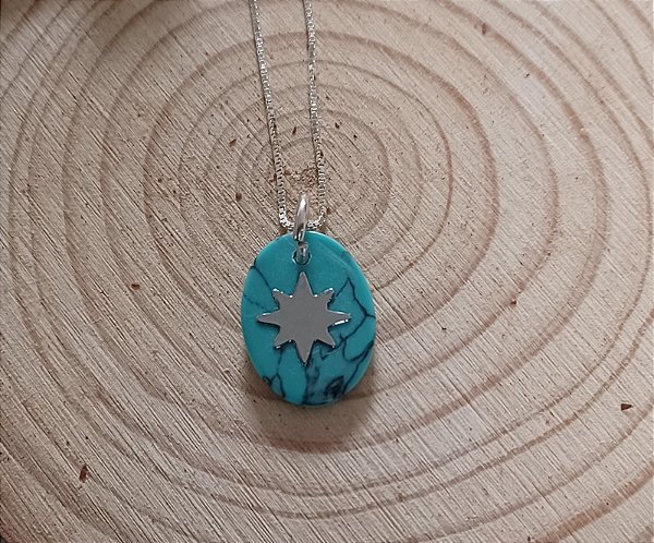Colar turquesa Estrela prateada