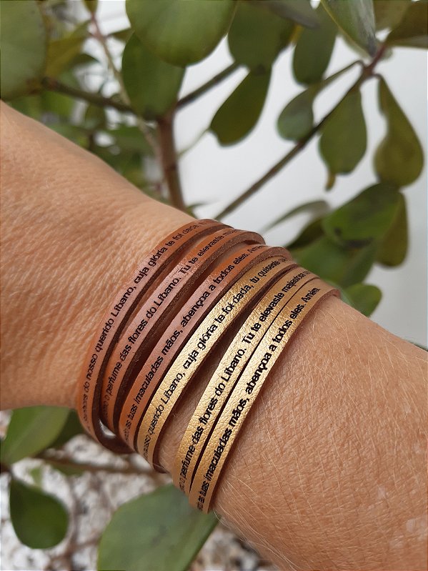Pulseira Masculina Oração a Nossa Senhora do Líbano- 3 Voltas