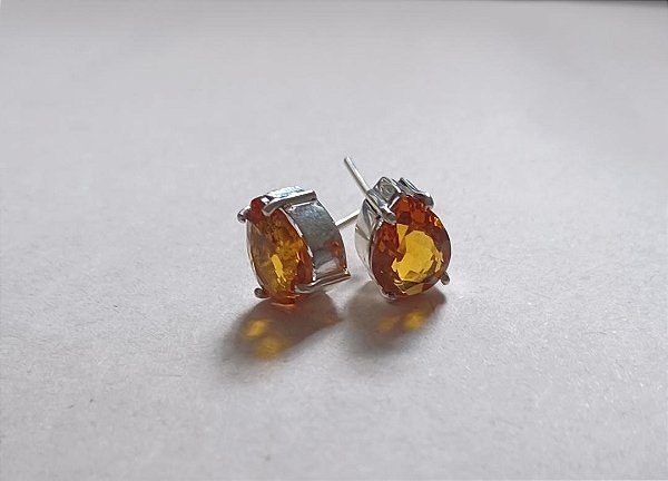Brinco Prata  Gota Cristal Citrino