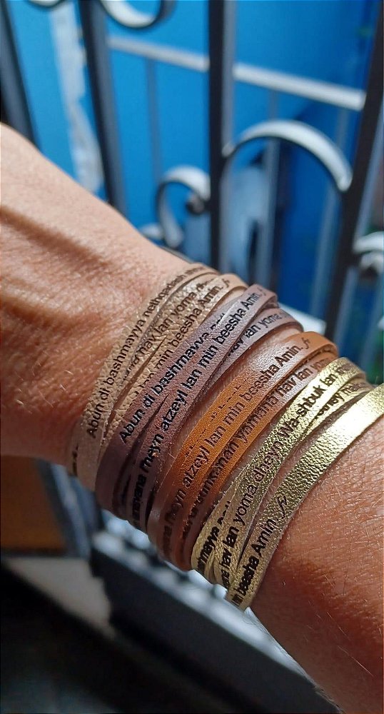 Pulseira Feminina Pai Nosso em aramaico- 3 voltas