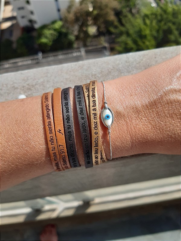 Pulseira Masculina Salmo 91:7- 2 Voltas