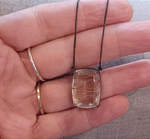 Colar Quartzo rutilado prata